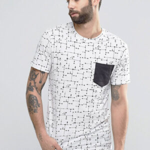 Men's White Printed Casual T-Shirt